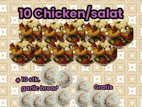 10stk.Salat/kylling (10stkFREEbrød)